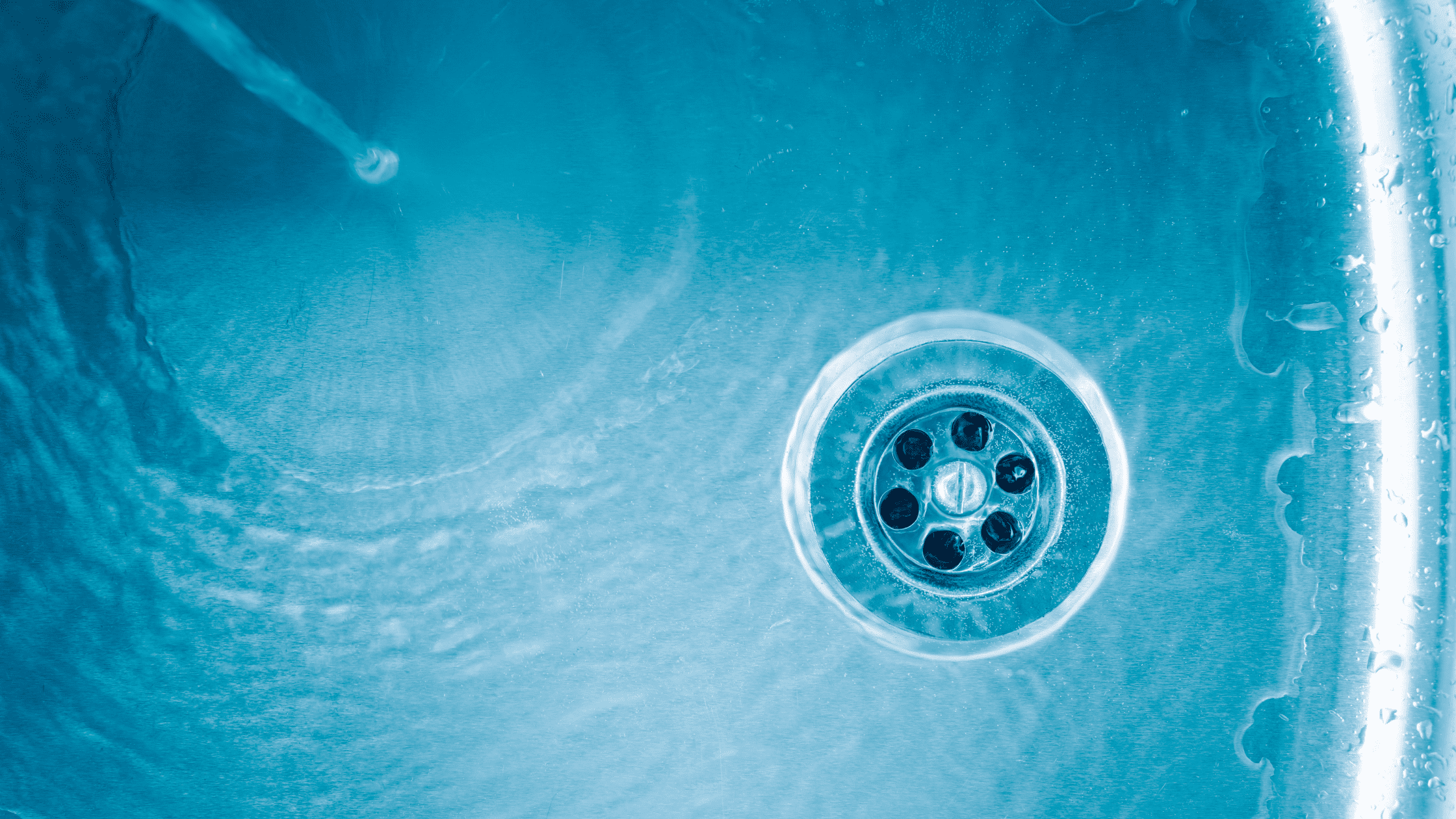 blue draining sink